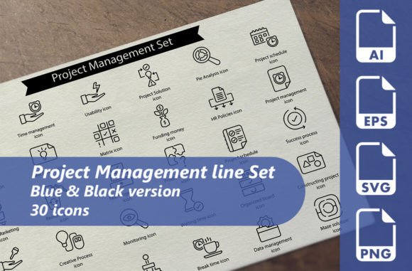 Project Management Line Icon Set for Modern Design Workflows