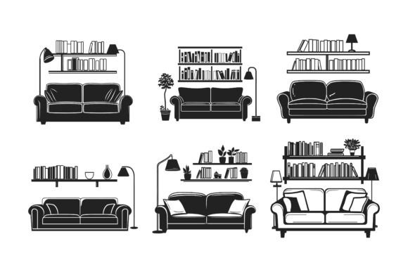Set Sofa Icon Isolated: A Versatile Illustration for Your Creative Projects