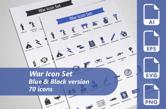 War Icon Set: 70 Meticulously Designed Military Icons